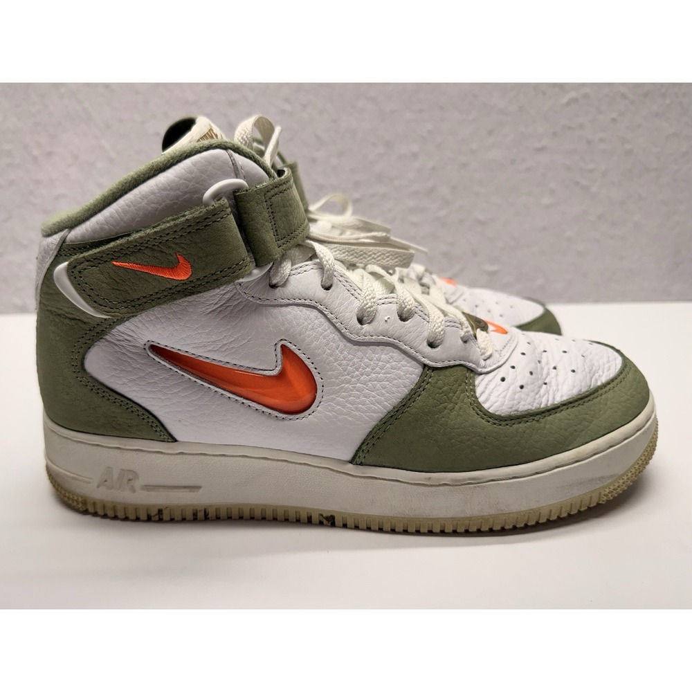 Nike Air Force 1 Mid QS Oil Green Total Orange DQ3505-100 Men's Size 9 Jeweled